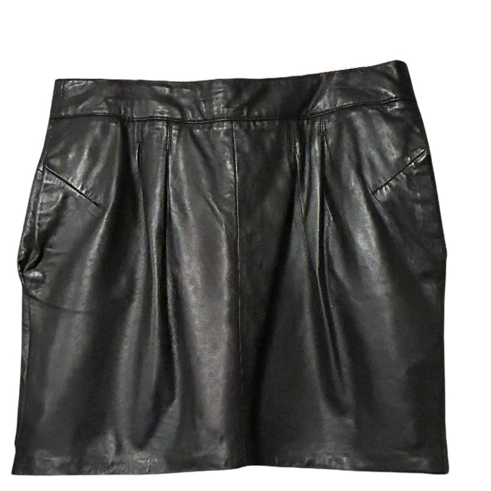 BRUNNS BAZAAR Women’s Black Size 12 Leather Skirt NWT